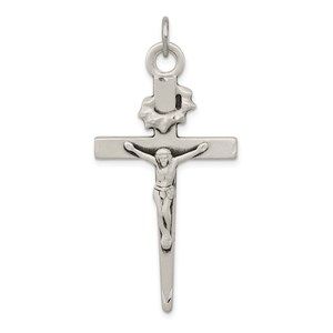 Million Charms 925 Sterling Silver Antiqued Crucifix Necklace Charm Pendant